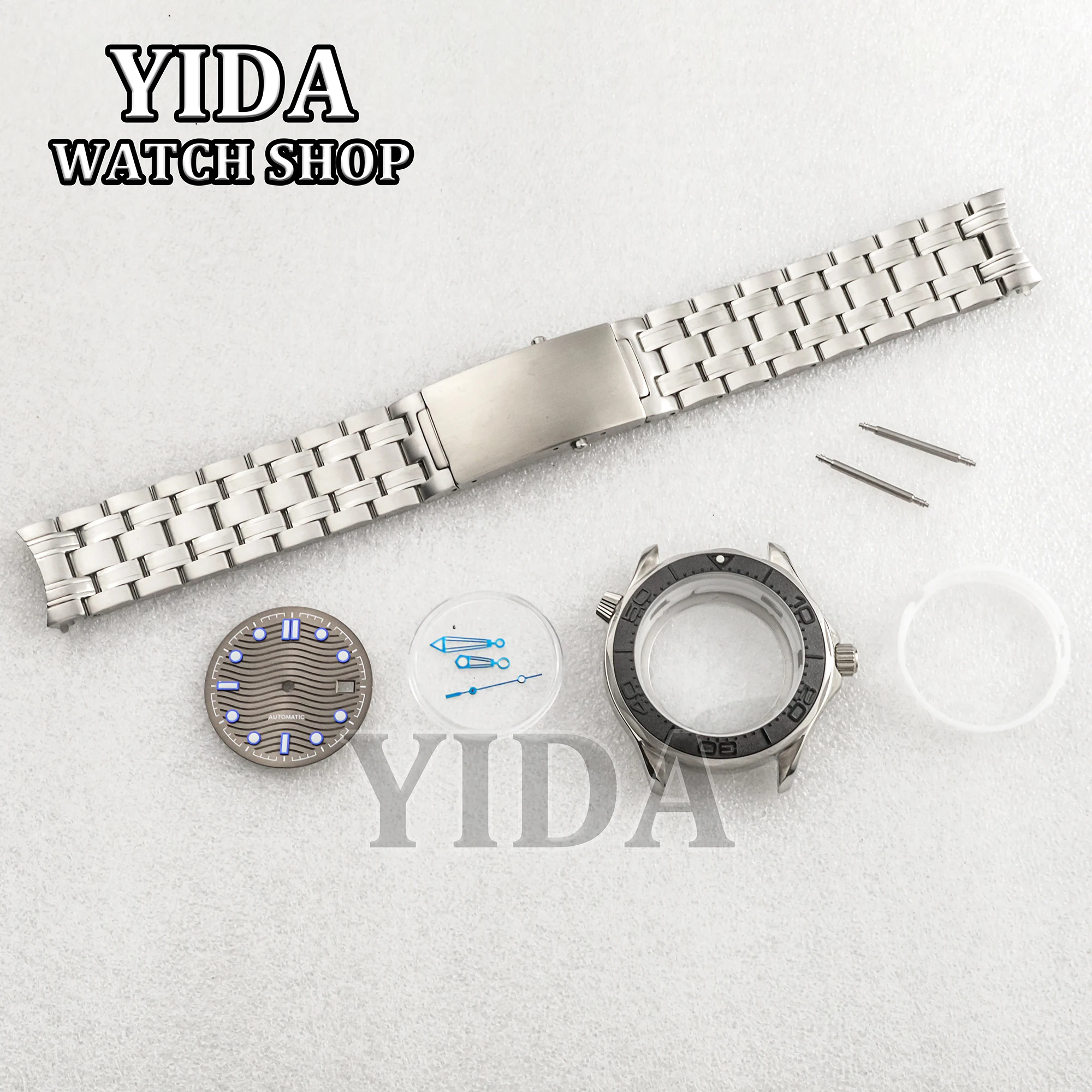 For Seamaster 300 NH35/NH36 Watch Case Strap Dial Bezel Ring Cover Stainless Steel Watch case 31mm Face Luminous Pointers Parts