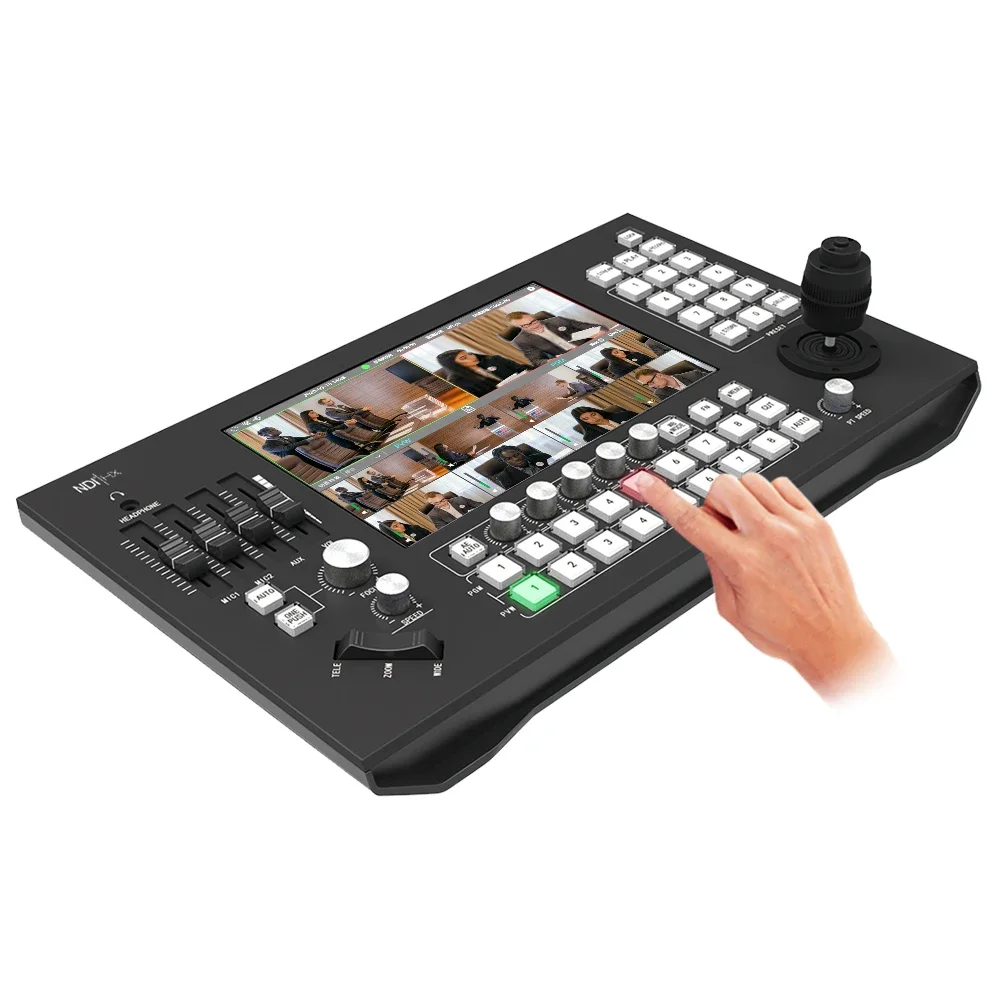 Touch Screen Video Switcher Mixer, NDI HX PTZ Control, Live Streaming e Gravação, 8 Canais, 10.1 ", Novo Design