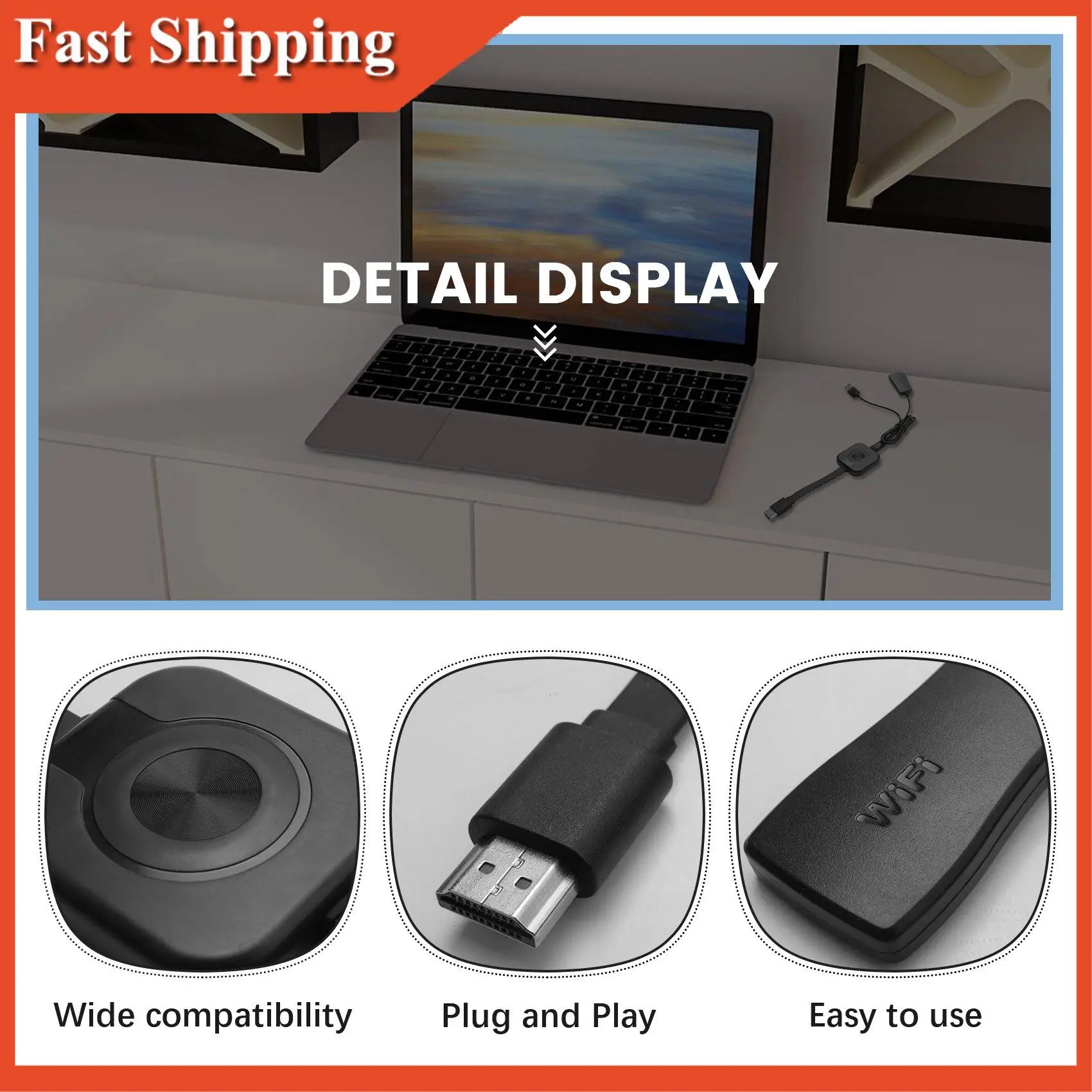 Эффективный ключ дисплея Wi-Fi-совместимый ТВ-ключ 1080P TV Stick Wi-Fi-ключ для Android Netflix Youtube для Ios Mac