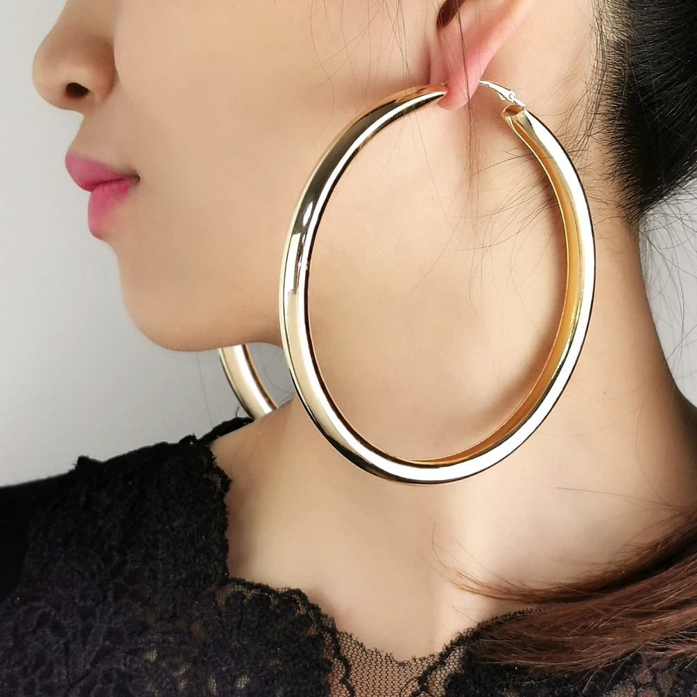 Fashion Oversized Big Hoop Earrings For Women Basketball Brincos Large Thick Round Circle Earrings Hoops Eardrop Punk Jewelry