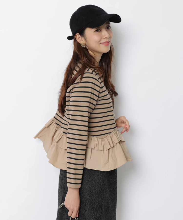 Fashionable Stripe Knitted Sweater Loose Fit Color Block Neckline Long Sleeve Women's Autumn Winter Casual Style Breathable