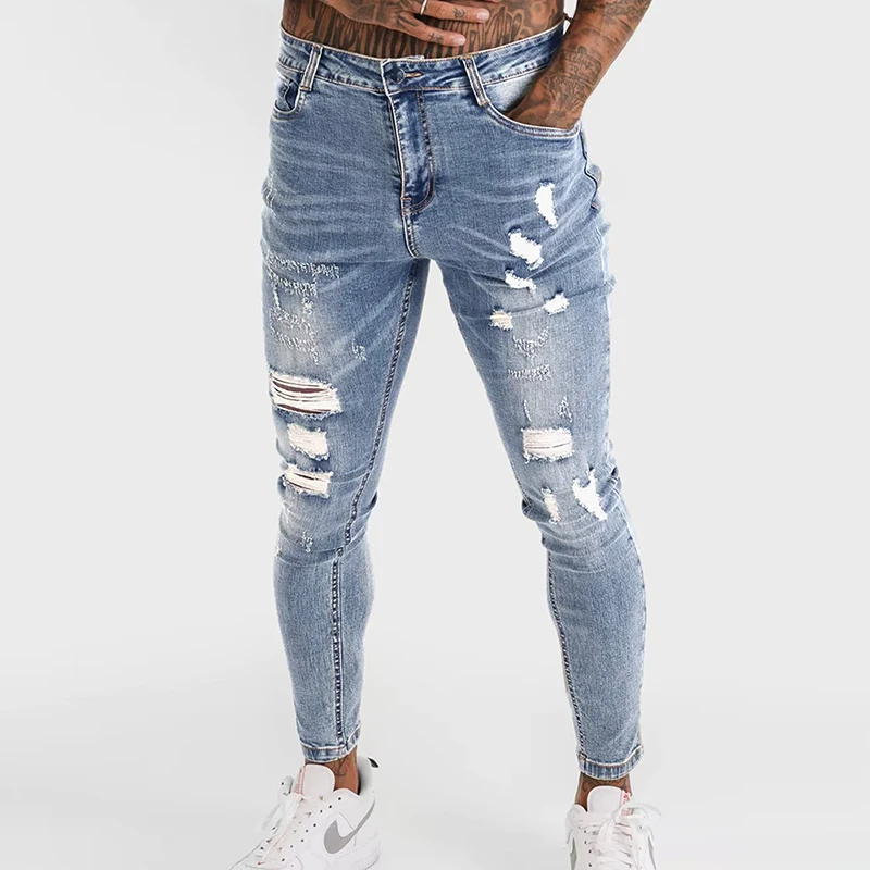 Homens sknny jeans lápis calça cor sólida em linha reta clássico denim calças casuais diariamente para festas de escritório masculino calças de