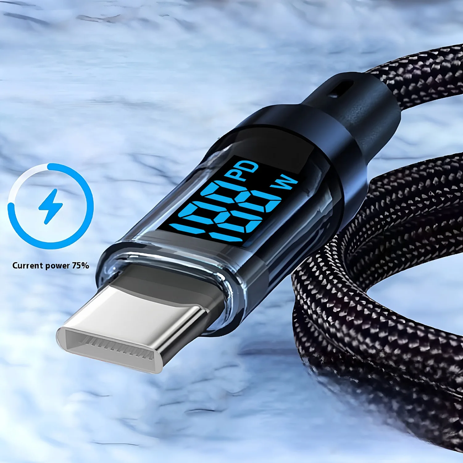 240W Nylon USB Type-C Super Fast Charging Cable for Samsung Xiaomi Huawei Honor LED Digital Display USB C Charger Data Cord