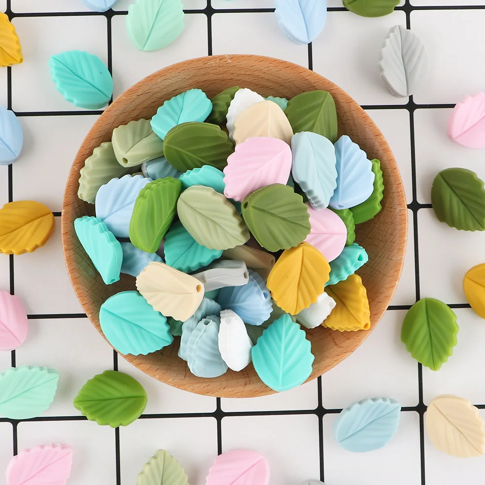 Sunrony 10pcs Mini Leaf Flower Silicone Beads For Jewelry Making Food Grade DIY Pacifier Chain Necklace Accessories