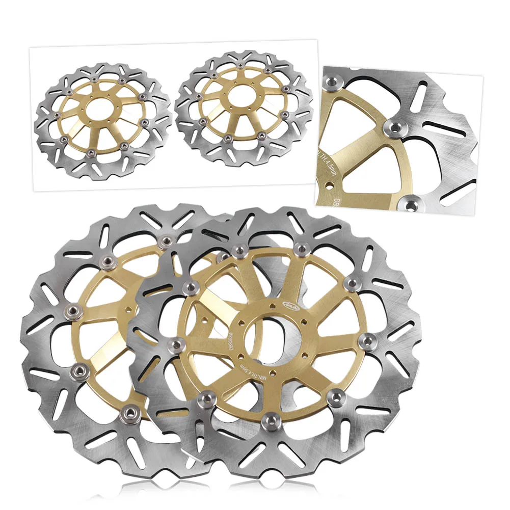 

2x Left Right Motor Front Brake Disc Rotors Disks For Honda CBR900RR CBR 900 RR 1998 1999 Stainless Black/Gold