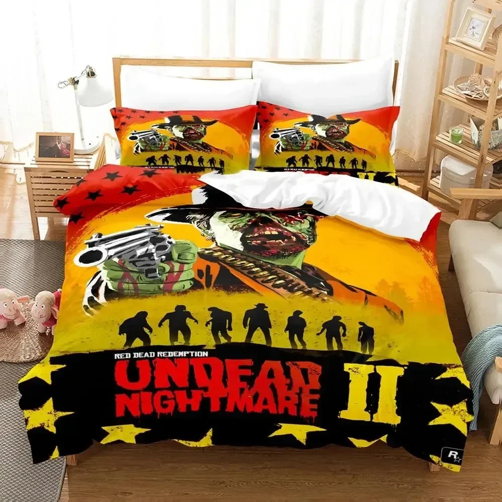 Game Undead Nightmare Red Dead Redemption Comfortable Duvet Quilt Cover Pillowcase Bedding Set Bedroom Decoration Home Textile