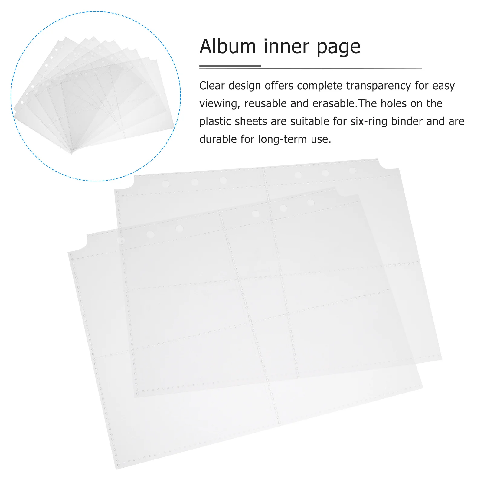 

30Pcs Album Pages Clear Photo Sheet Protectors 6-Ring Bound Reusable for Scrapbooking Photos Cards Archival Safe Storage