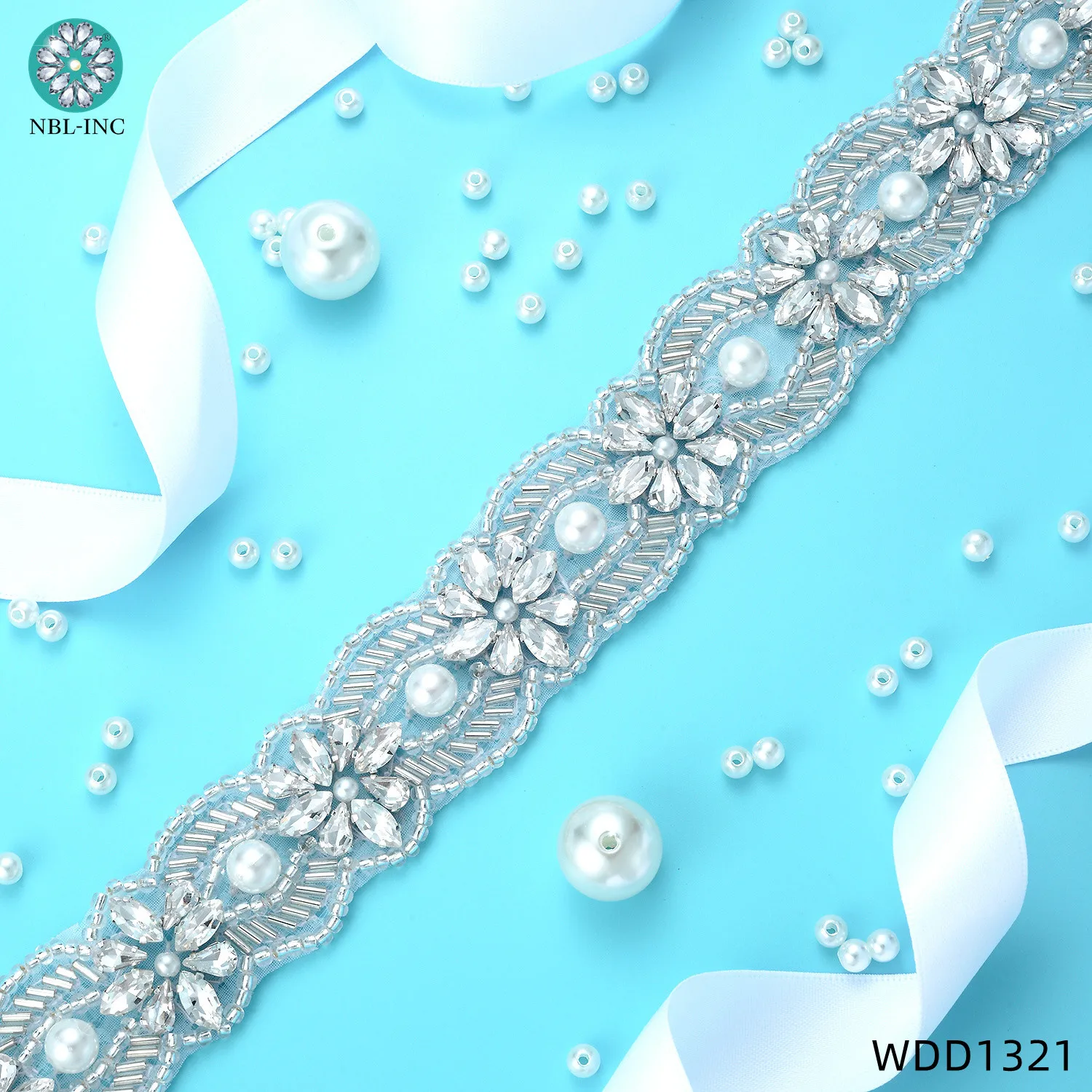 

(10 yards) Wholesale silver hand sewn crystal rhinestone applique trim iron on sew on for wedding evening dress WDD1321