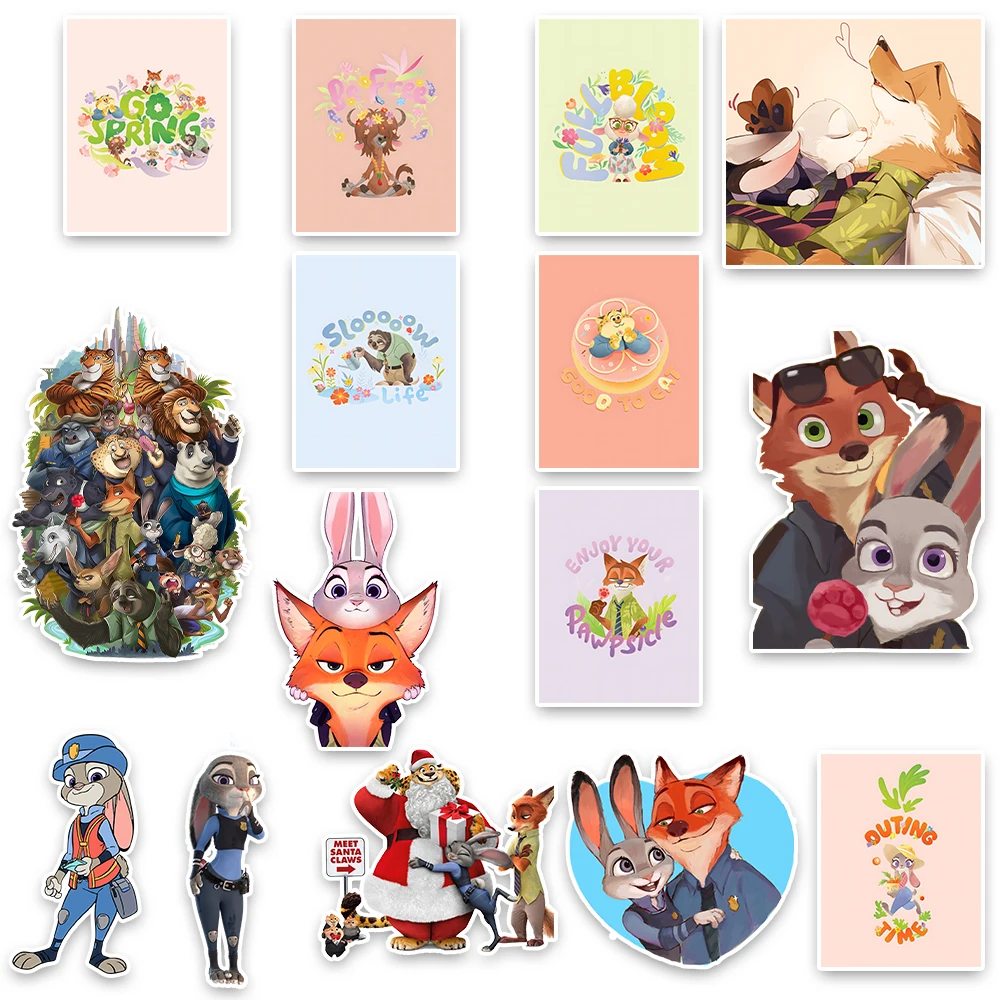 60 قطعة/المجموعة الرسوم المتحركة فيلم Zootopia 2 جوديث نيك وايلد DIY حقيبة الظهر دفتر سكيت ملصقات مقاومة للماء اللعب هدية #4