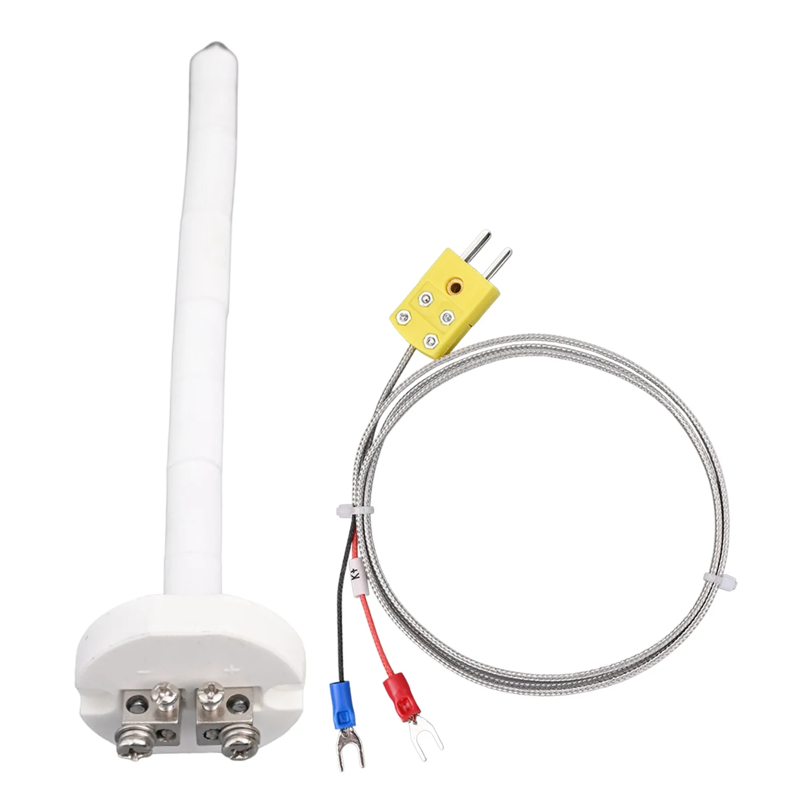 Type K Thermocouple Sensor for High Temp Kiln Applications Measuring 58 F to 2372 F with 6 Piece 1 Inch Ceramic Tube Design