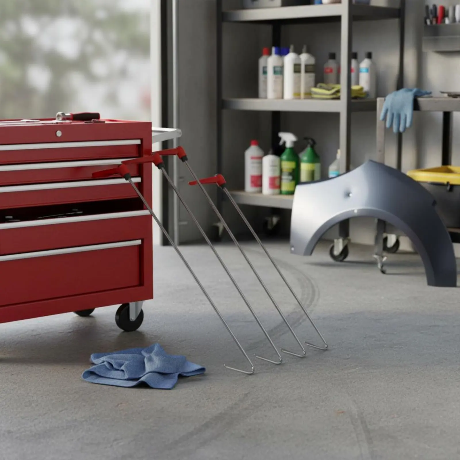 

Набор из 4 штук для беспокрасочного удаления вмятин: стойкие к ржавчине вращающиеся ручки-толкатели, высококачественный комплект для ремонта вмятин без покраски