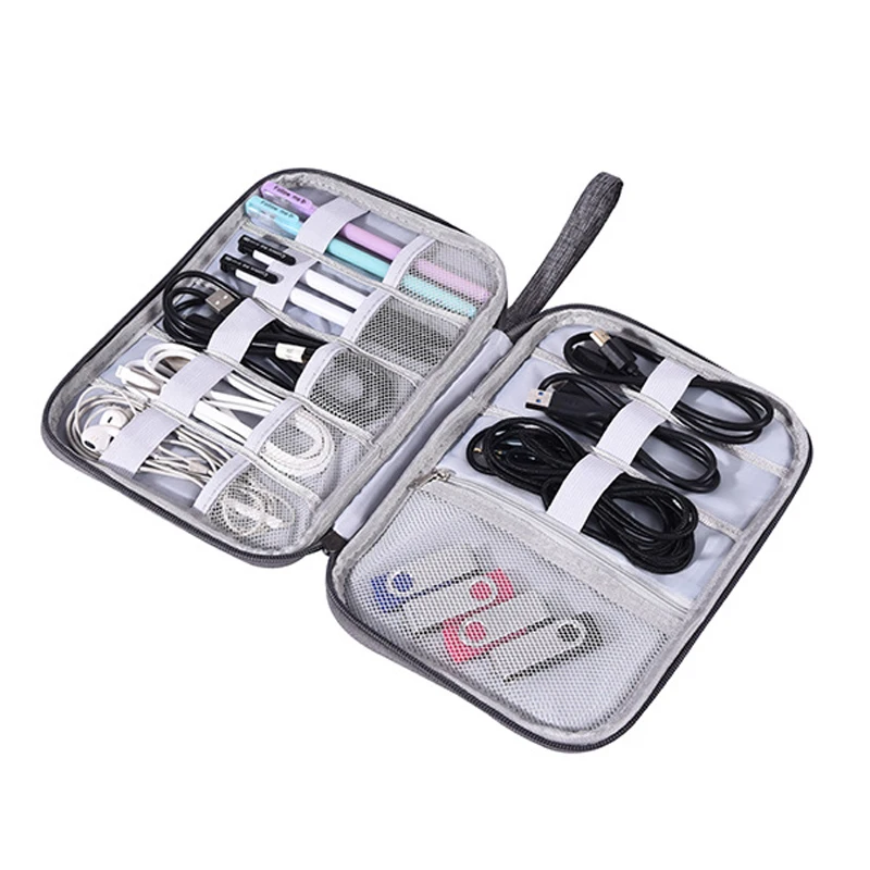 Multi-Compartment Travel Electronics Organizer Durable Waterproof Case for Cables Earphones Power Banks USB Drives Tech Accessor