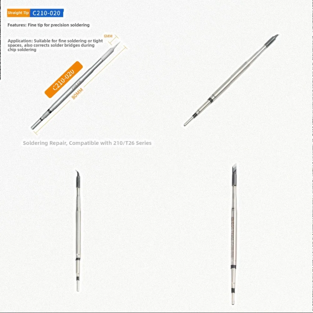 Replacement Soldering Tips Copper Material Compatible with Various Soldering Stations Straight and Curved Designs