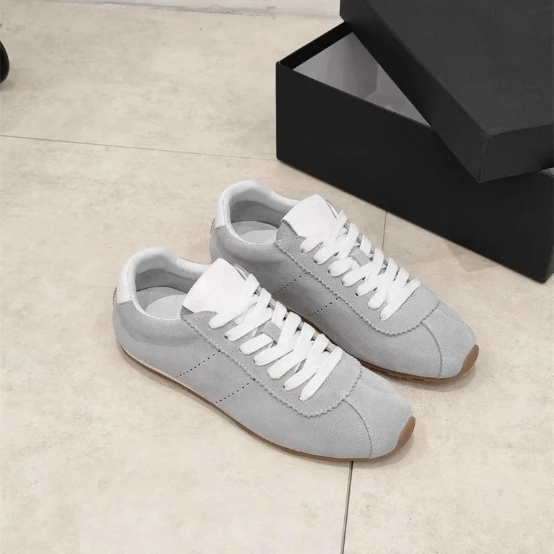 Mrxmus Dutit 2024 New Women Spring Fashion Leather Casual Sports Shoes Lacing Simple Versatile Comfort Flats Sneaker Female Chic