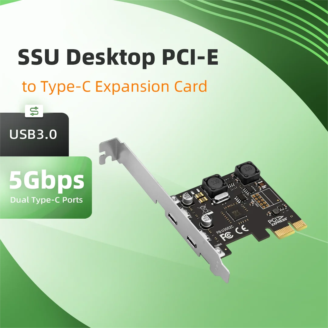5Gbps Desktop PCI-E to Type-C Expansion Adapter USB3.0 Type-C PCI Express Expansion Card for Desktop Computer