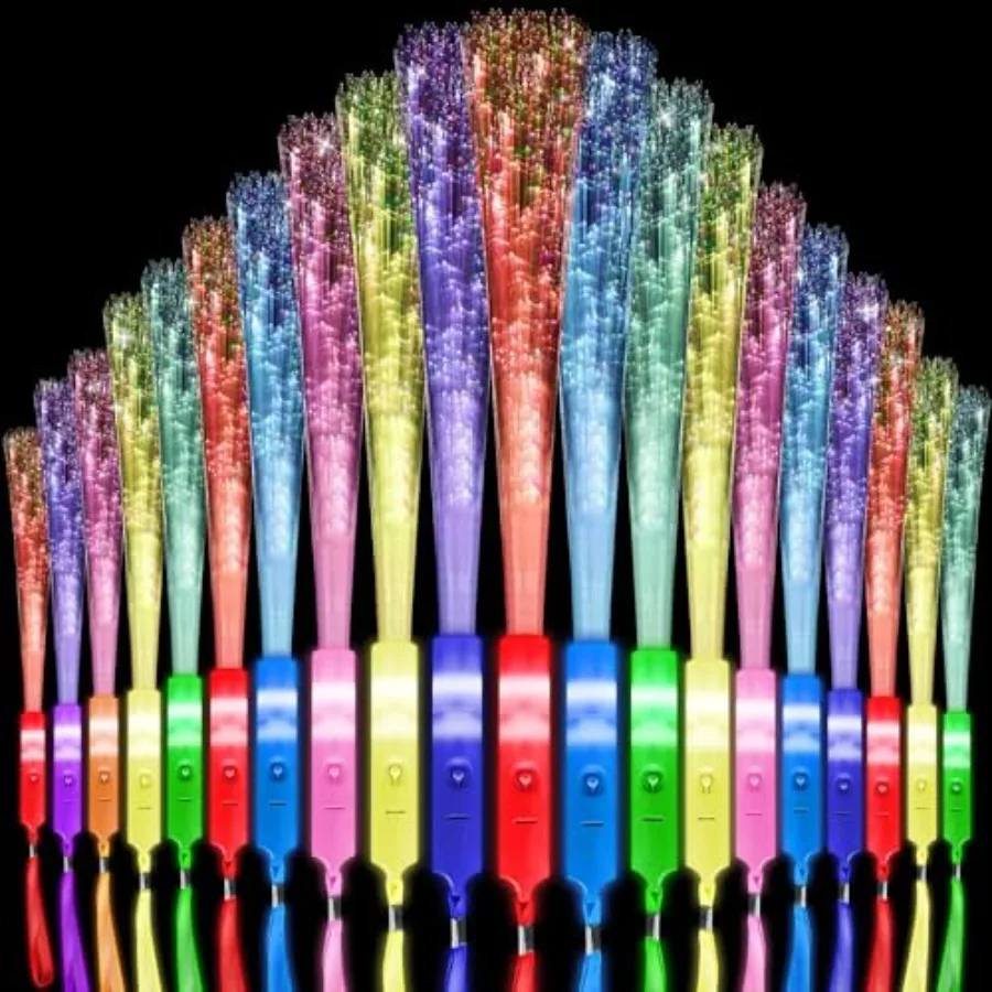 

56 Pack Multicolor Fiber Optic Wand Glow Wand LED Light Up Wand Bulk with 3 Flashing Models Flashing Sticks for Glow in The Dar