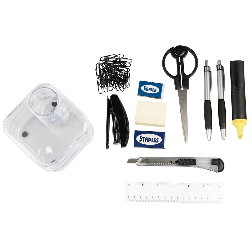 Set di forniture per organizer da tavolo Soluzione di archiviazione girevole trasparente Forniture per ufficio Accessorio da scrivania compatto Elimina gli ingranaggi