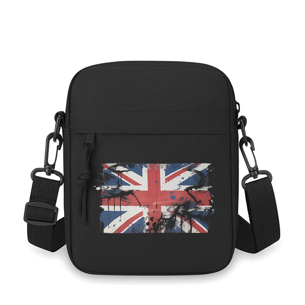 

UK flag,ink splatter,abstract art Men Crossbody Bag Single Shoulder Women Cartoon Anime Film Printing Design Unisex