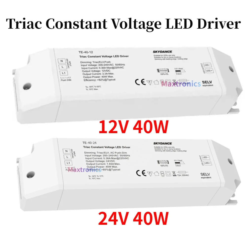 트라이액 정전압 LED 드라이버 조광기, PWM 디지털 조광 트라이액 드라이버, LED 조명 테이프용, 1CH, 40W, AC 220V-DC 12V, 24V