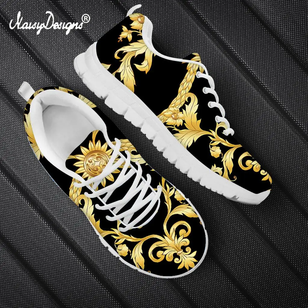 Noisydesigns Light luxury European pattern flat sneakers non-slip gauze breathable Sport Shoes