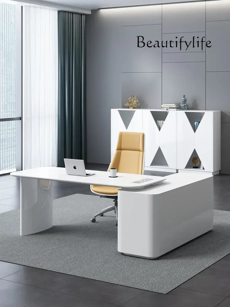 Modern Classroom Desk White Painted Boss Desk Stylish and Simple Office Furniture Single Desk