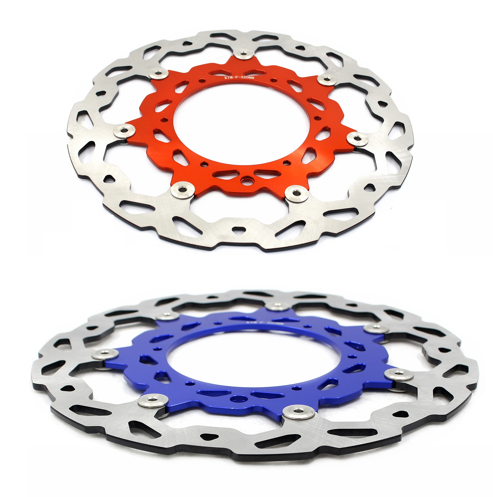 KKE Motorcycle Aluminium 320mm Front Floating Brake Disc Rotor Compatible with KTM EXC SXF 125/250 Orange