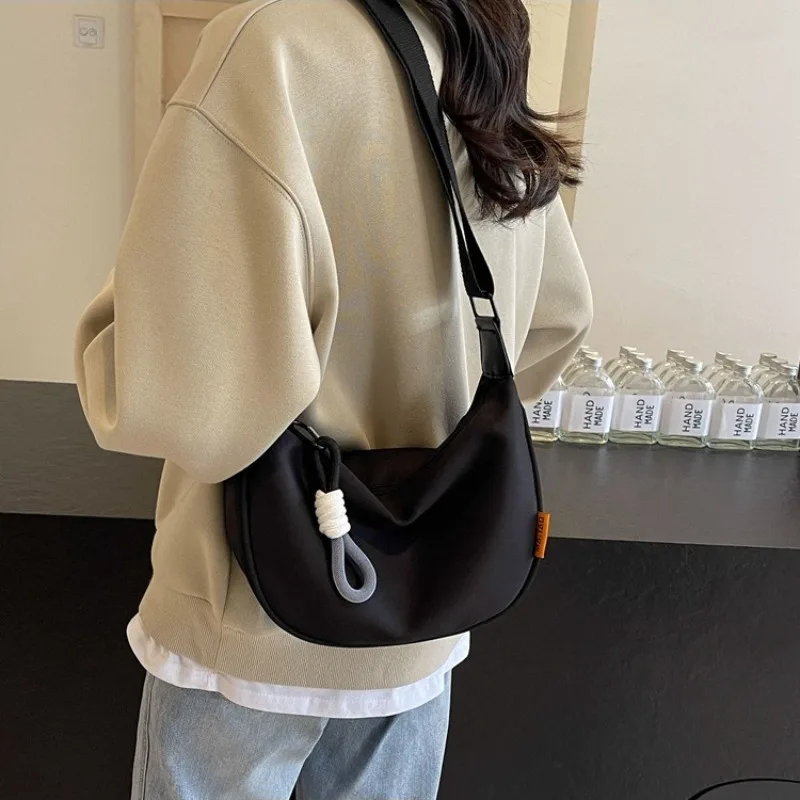 

Retro Versatile Dumpling Bag, Canvas Bag, Casual Sports Broadband Shoulder Bag, Simple and Trendy Crossbody Bag