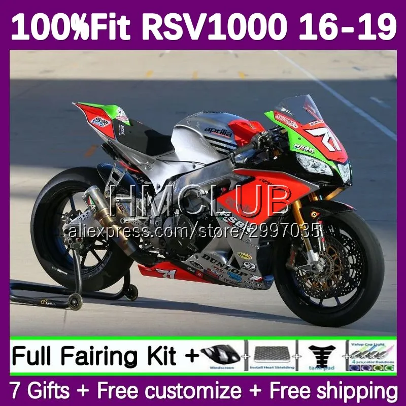 Injection Fairing For Aprilia RSV4 RSV 1000R 1000 RSV1000 R 16 17 18 19 83No.39 RSV1000RR 2016 2017 2018 2019 Body Red Silver