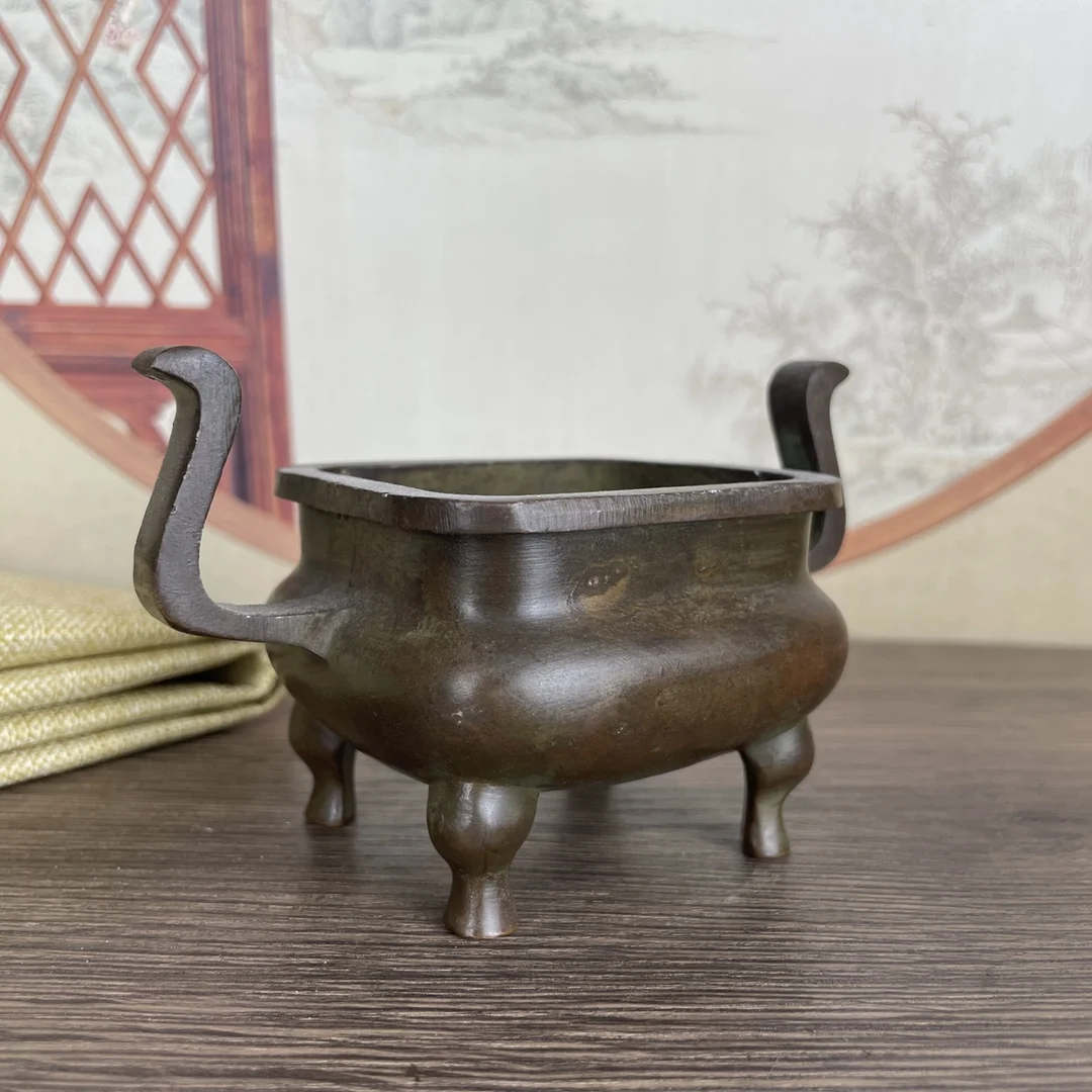 

Animal sculpture brass statue Make old copper pulp square furnaceretro cultural play home office desktop incense burner