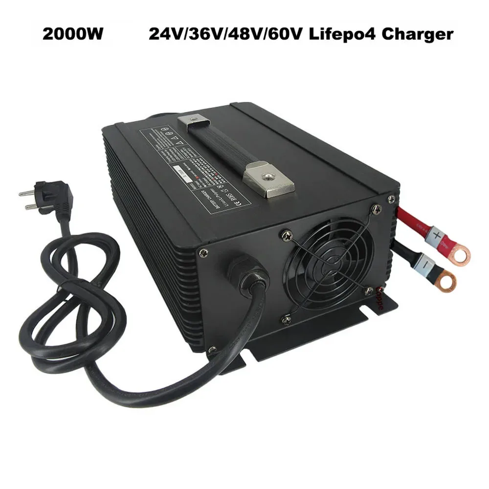 

2000W 24V 50A 36V 40A 48V 30A 60V 25A LiFePO4 Smart Charger 29.2V 58.4V 73V Iron Phosphate Golf Cart Forklift RV Fast Charger