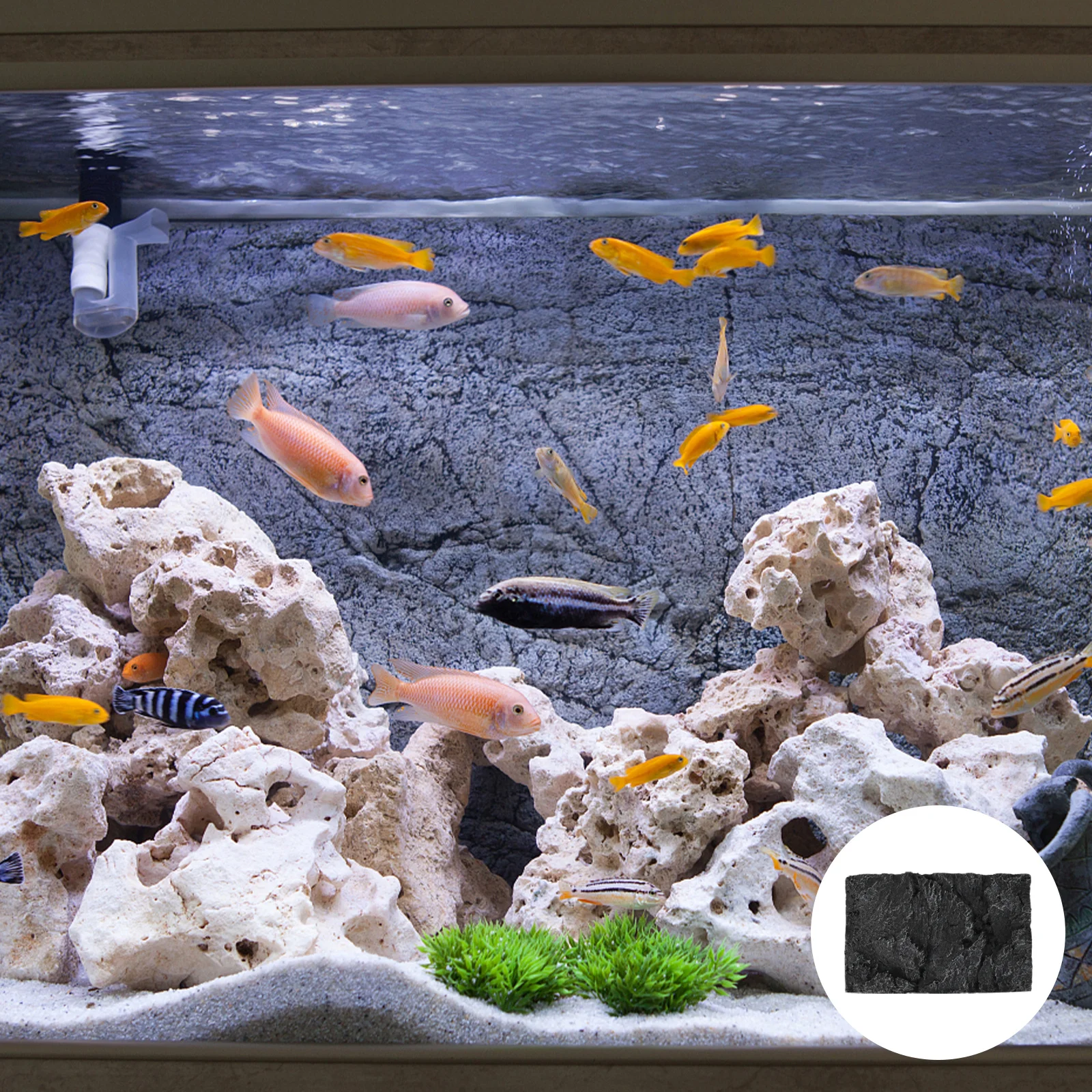 لوحة خلفية لخزان الأسماك ثلاثية الأبعاد من مادة البولي يوريثان، ديكور حوض السمك المتين، لوحة خلفية لمناظر الصخور، حوض السمك الإبداعي #5