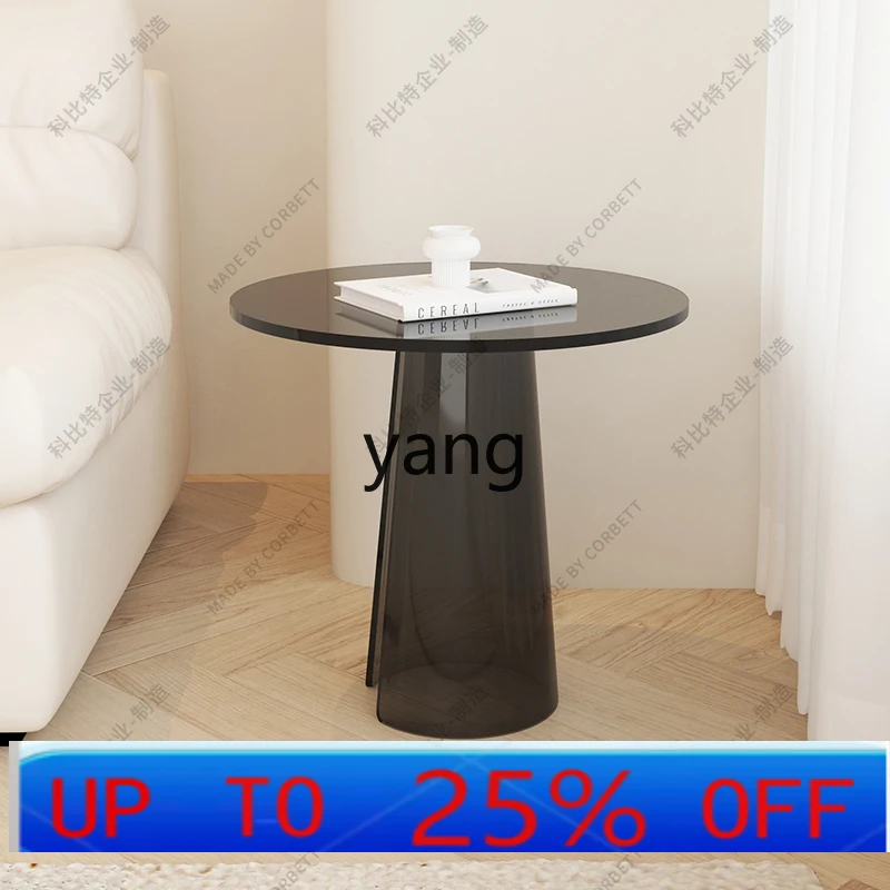 

LMM acrylic small apartment living room household sofa round coffee table studio table