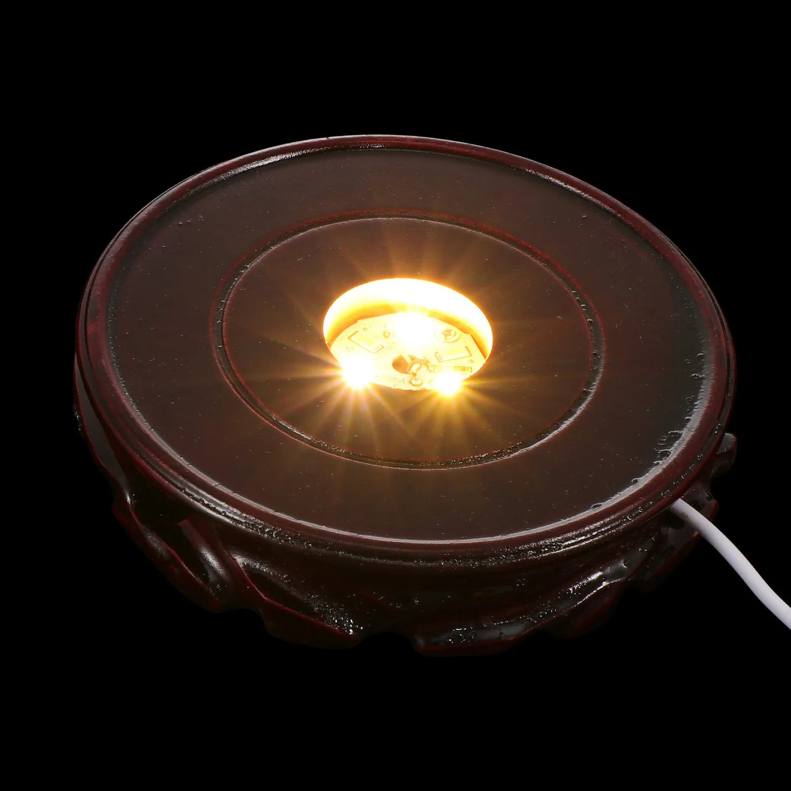 

1Pcs LED Lighting Base Wooden Stand for Crystal Ball Glowing Display Pedestal Romantic Warm Light Decor Accessory for Glass Arts