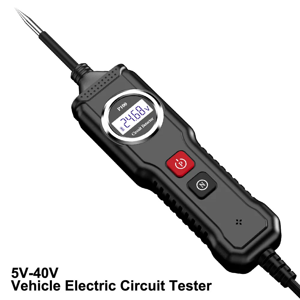 5V-40V Vehicle Electric Circuit Tester Automotive Power Probe Kit Electrical System Tester LCD Display Resistance Voltage Tester