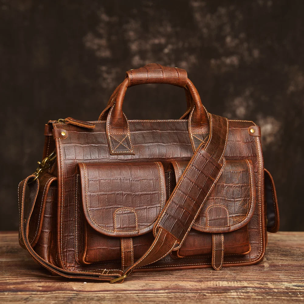 Nupugoo Vintage Echt leder Herren Aktentasche Umhängetasche verrückte Pferd Leder Handtasche mit 16-Zoll-Laptop – Detail 39