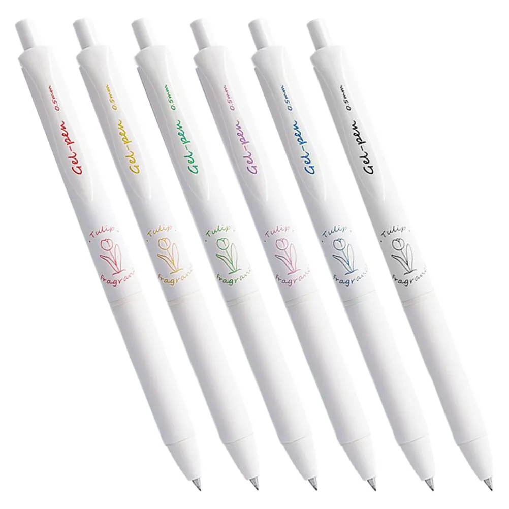 6 Pcs Gel Ink Writing Point Girl Pens Fresh Practical Pens ergonomic design comfortable detailed workmanship plastic