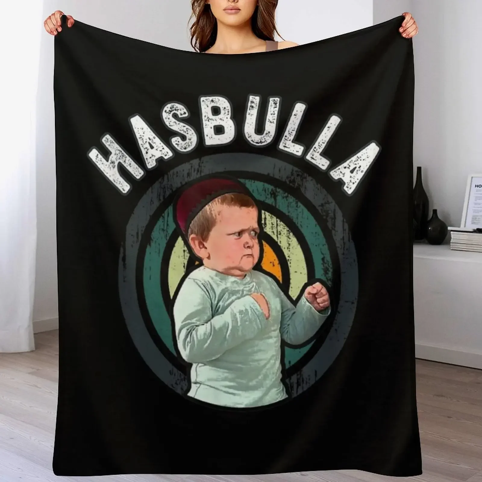 Hasbulla - Funny Hasbulla Hasbullah smile Throw Blanket blankets ands cosplay anime Blankets