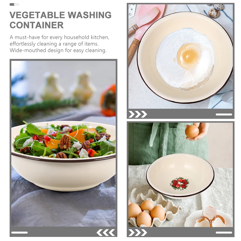 

Thickened Iron Household Washing Vegetable Fruit Kitchen Multifunctional Food Storage Basin For Salad Mixing Grilling Wide Mouth