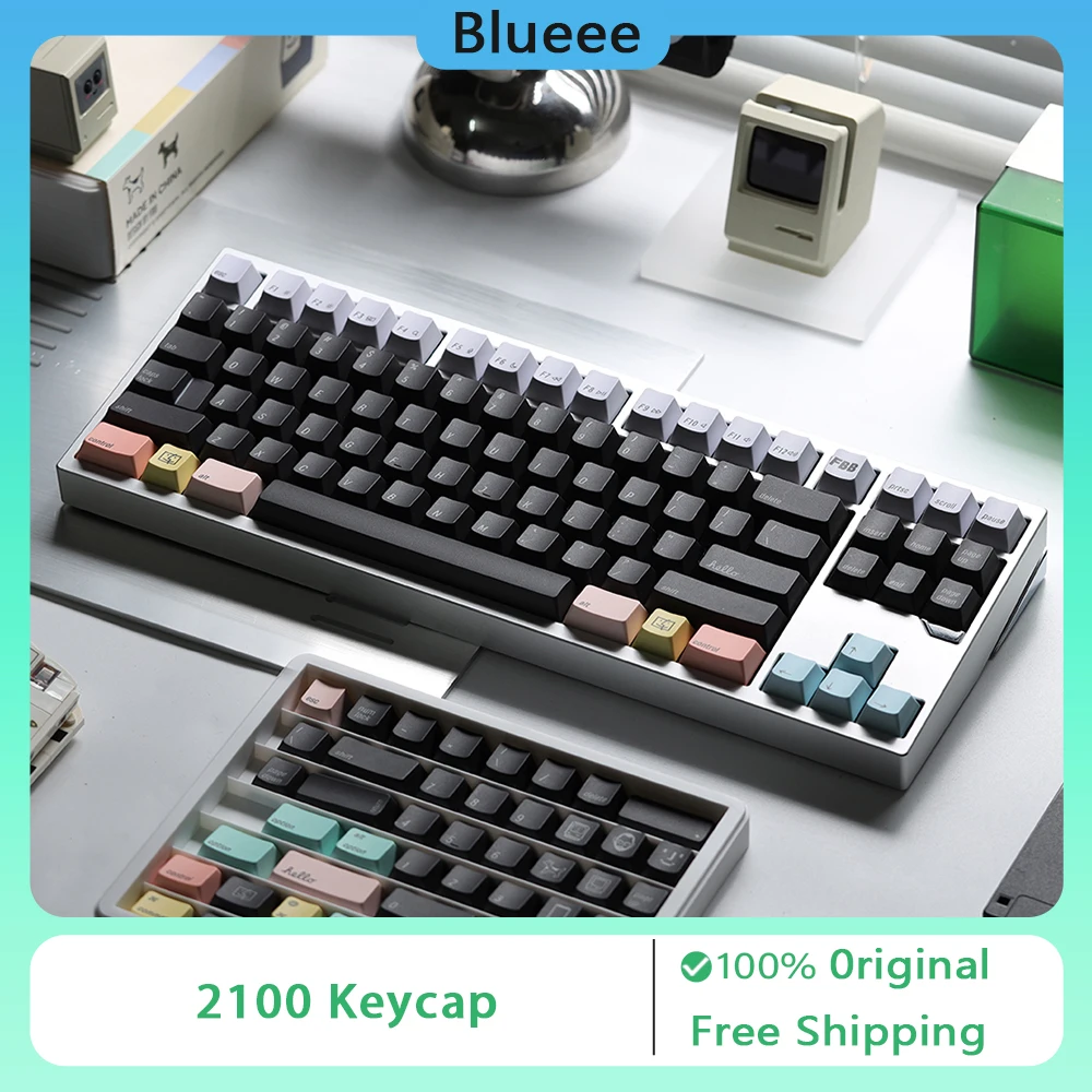 

FBB 2100 Keycap PBT Cherry Profile Original Keycap Macaron Italicized Thermal Sublimation 1.7mm Customized Keyboard Cap 145 Keys