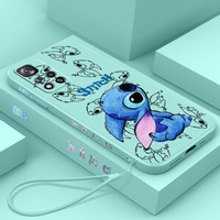 Disney Stitch Cute Phone Case For Xiaomi Redmi Note 11 11S 11E 11T 12 13 Pro Plus 5G Liquid Left Rope Funda Soft Silicone Cover