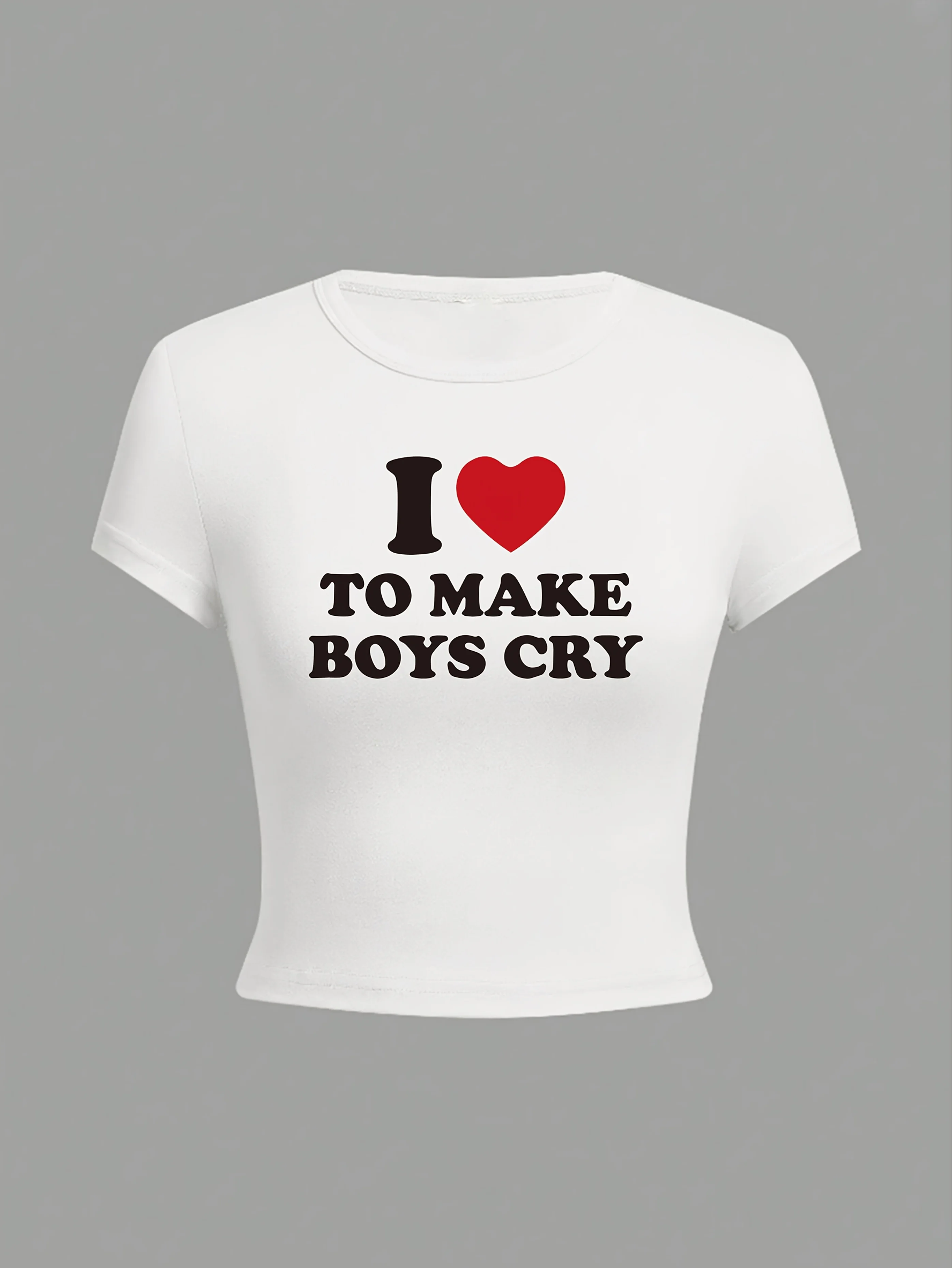 Minimalist Gray Slogan Printed Short-Sleeve Fitted Crop Top Harajuku Sleeve Casual Clothing Street Tops Tees Aesthetic Clothes