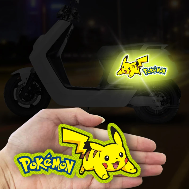 Pokemon Anime Luminous Sticker Pikachu Reflective Car Sticker Night Motorcycle Cute Sticker Children\'s Toy Birthday Gift