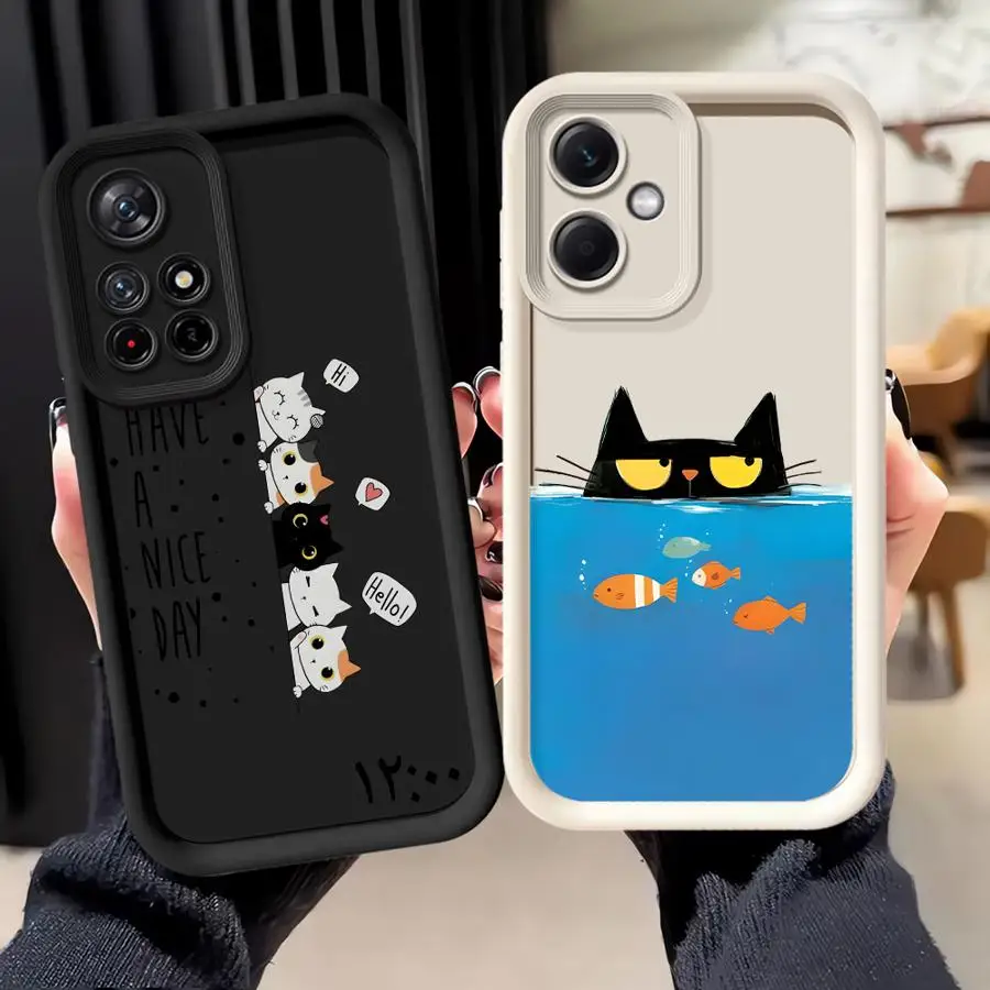 حافظة لهاتف Xiaomi Redmi Note 14 Pro Plus 12S 13 11S 13Pro 12 10S 11 11Pro Cartoon Cat #1