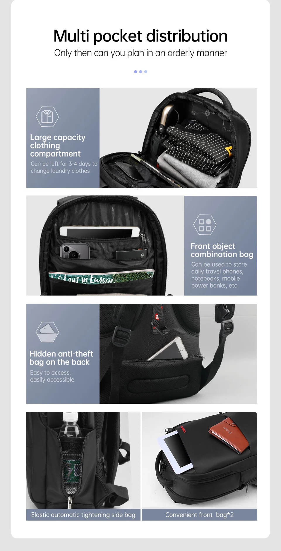 Tigernu Herren Rucksack 15 17 19 Zoll Laptop Rucksack für Männer für Frauen Business Rucksack Schultasche Reiserucksack Taschen Rucksack – Detail 12
