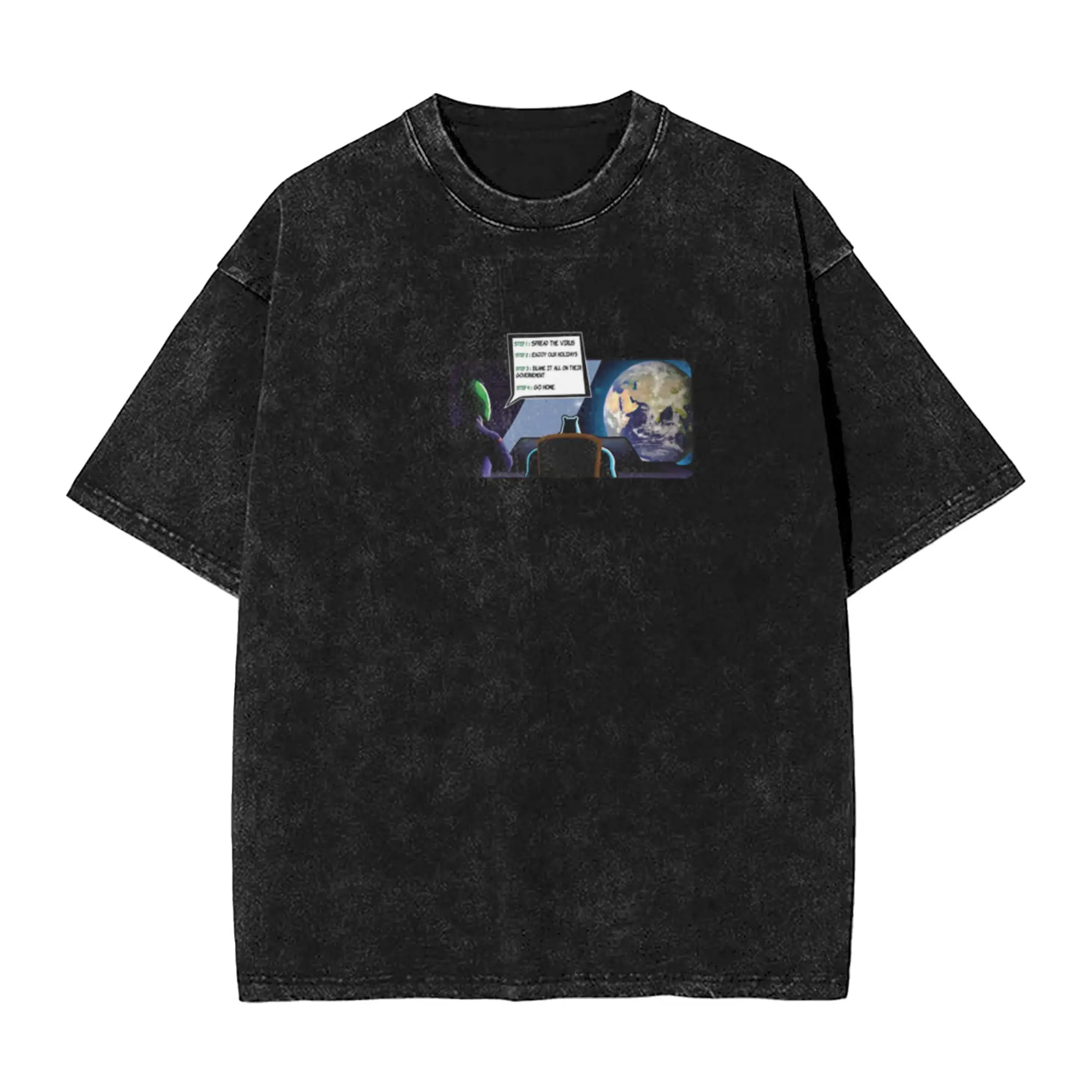 Alien Leisure Unique Cool A Washed T Shirt Men's Oversized Cotton Tees Tops