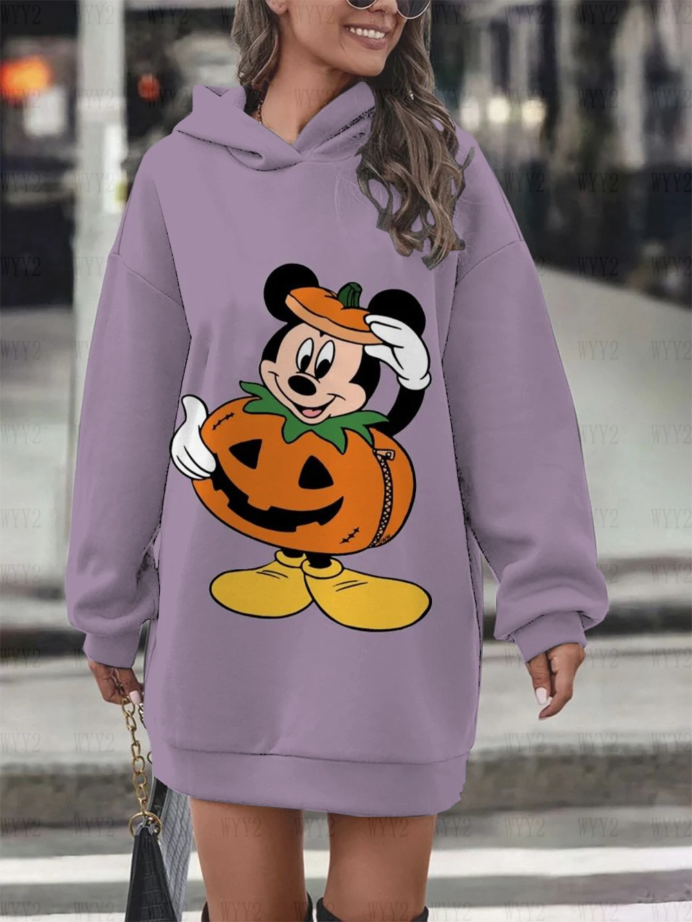 2024 Hot Sale New Autumn Winter Women's Pullover Hoodies Halloween Print Disney Mickey Role Play Fashion Dresses