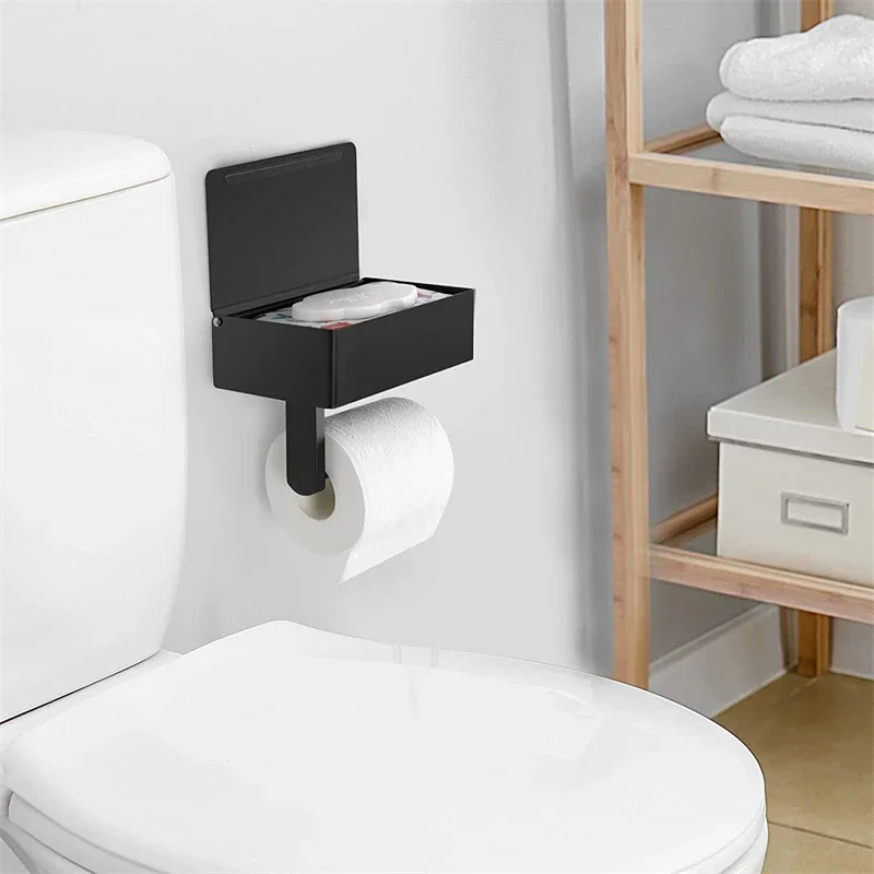

Wall Mount Toilet Paper Holder Bathroom Tissue Accessories Rack Holders Self Adhesive Punch Free Kitchen Roll Paper Accessory