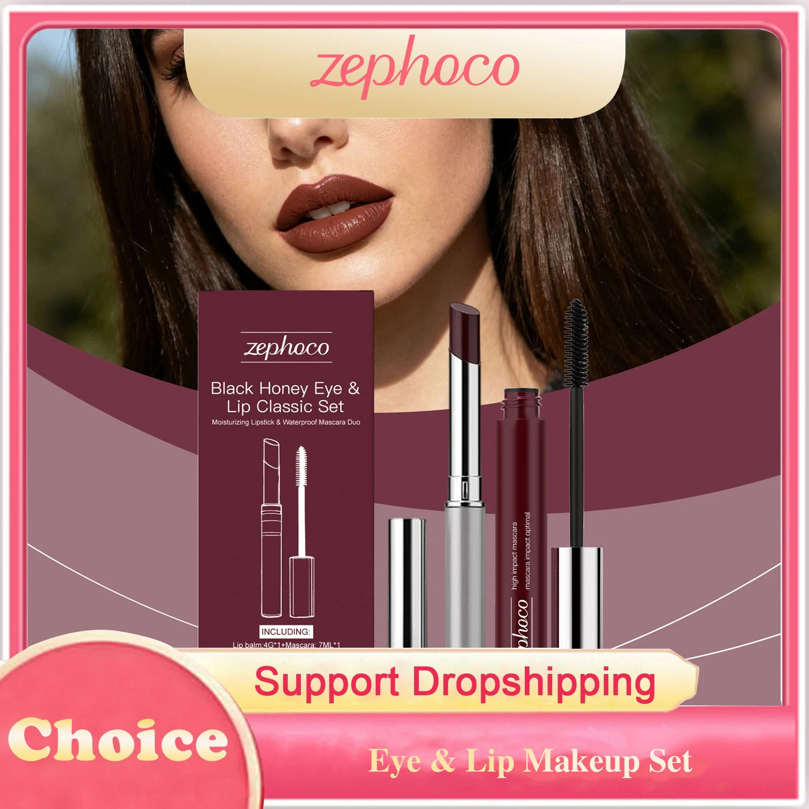 Black Honey Iconic Augen- und Lippen-Make-up-Set Schwarze Volumen-Gebende Verlängernde Curling-Mascara Plumping Gloss Lippenstift Wasserfestes Make-up-Set