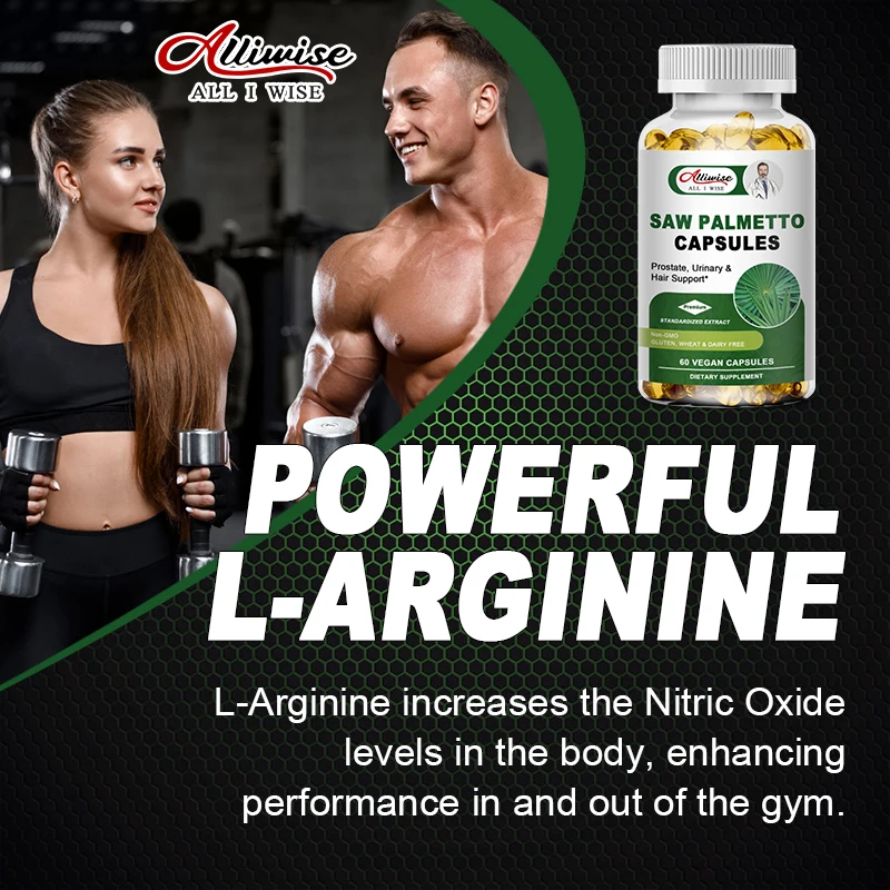 Alliwise Men\'s L Arginine L Citrulline Supplements Nitric Energy Improves Performance for Optimal Pump, Growth and Endurance