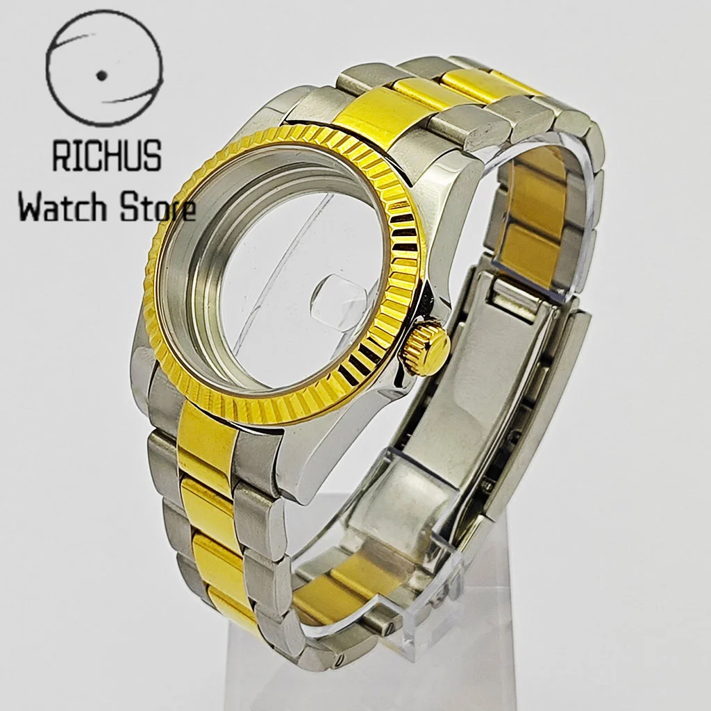 

RICHUS NH35 36 мм/39 мм серебристый, золотой корпус для часов с сапфировым стеклом подходит для NH34 NH35 NH36 ETA2824 PT5000 аксессуары для часов с механизмом